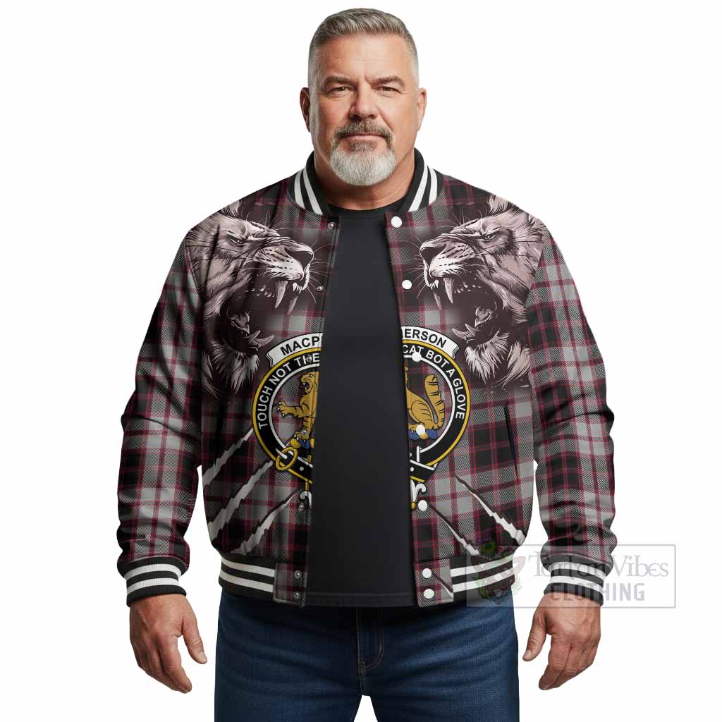 MacPherson (McPherson) Tartan Crest Baseball Jacket Ferocious Lion Style - Tartan Vibes Clothing