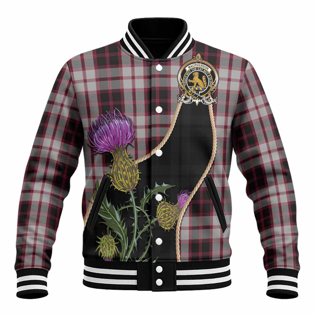 MacPherson (McPherson) Tartan Crest Baseball Jacket Scottish Thistle Spirit