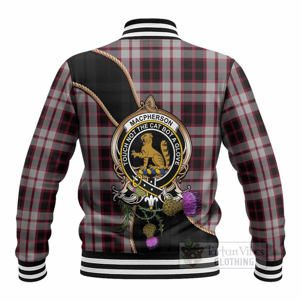 MacPherson (McPherson) Tartan Crest Baseball Jacket Scottish Thistle Spirit