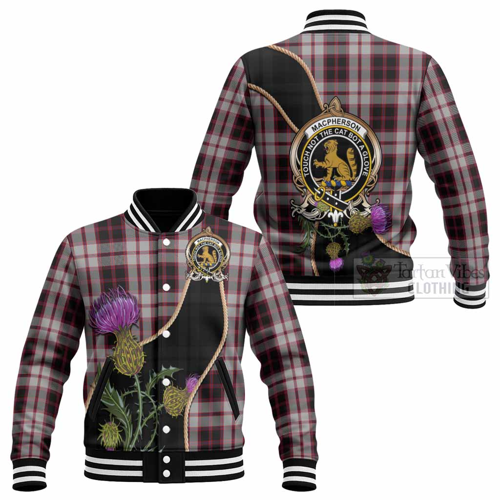 MacPherson (McPherson) Tartan Crest Baseball Jacket Scottish Thistle Spirit