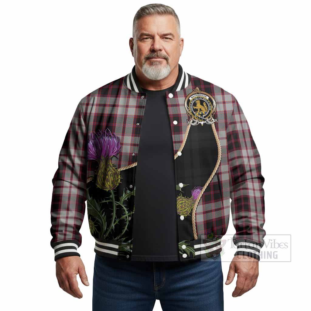 MacPherson (McPherson) Tartan Crest Baseball Jacket Scottish Thistle Spirit