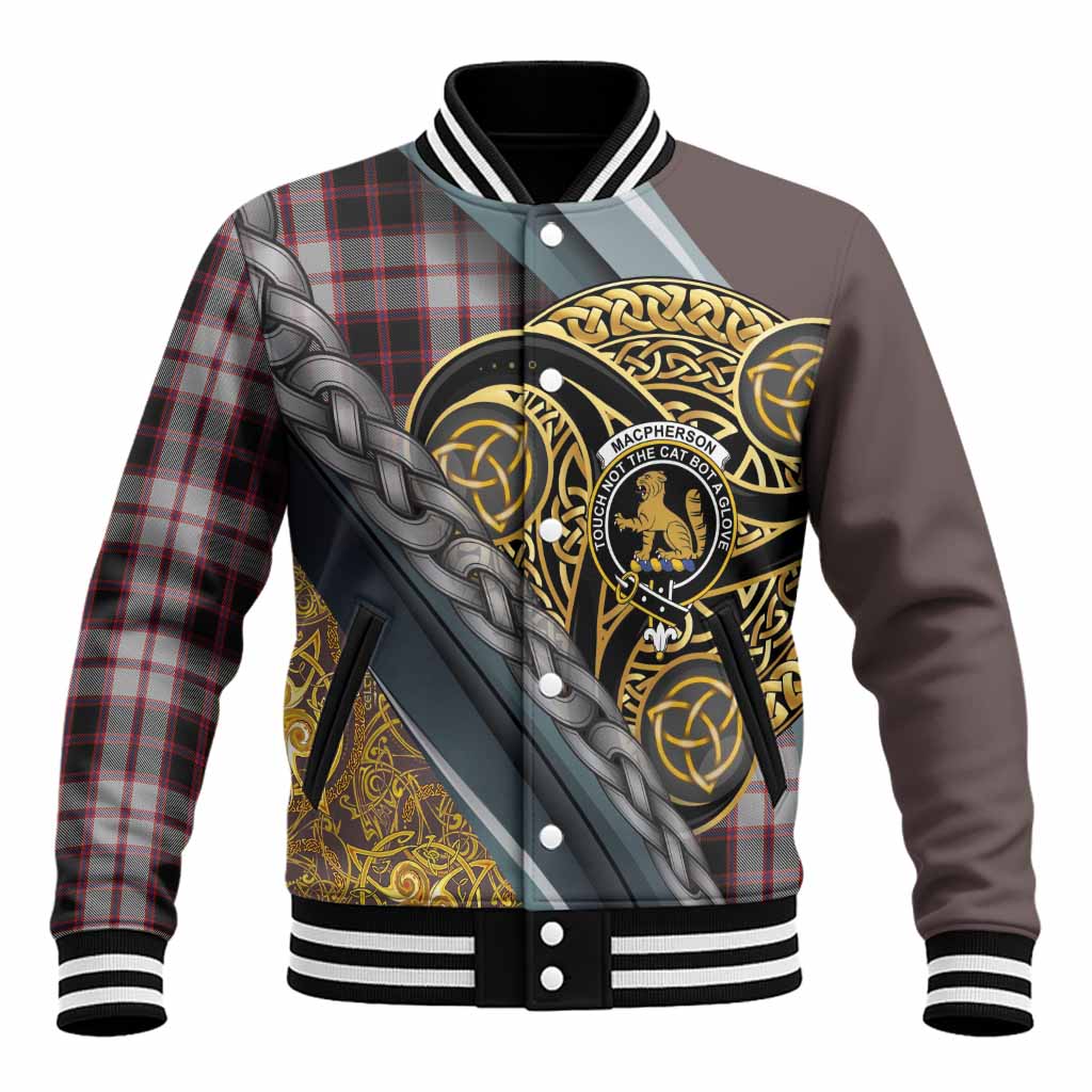 MacPherson (McPherson) Tartan Crest Baseball Jacket Scottish Triskele Celtic Unisex - Tartan Vibes Clothing