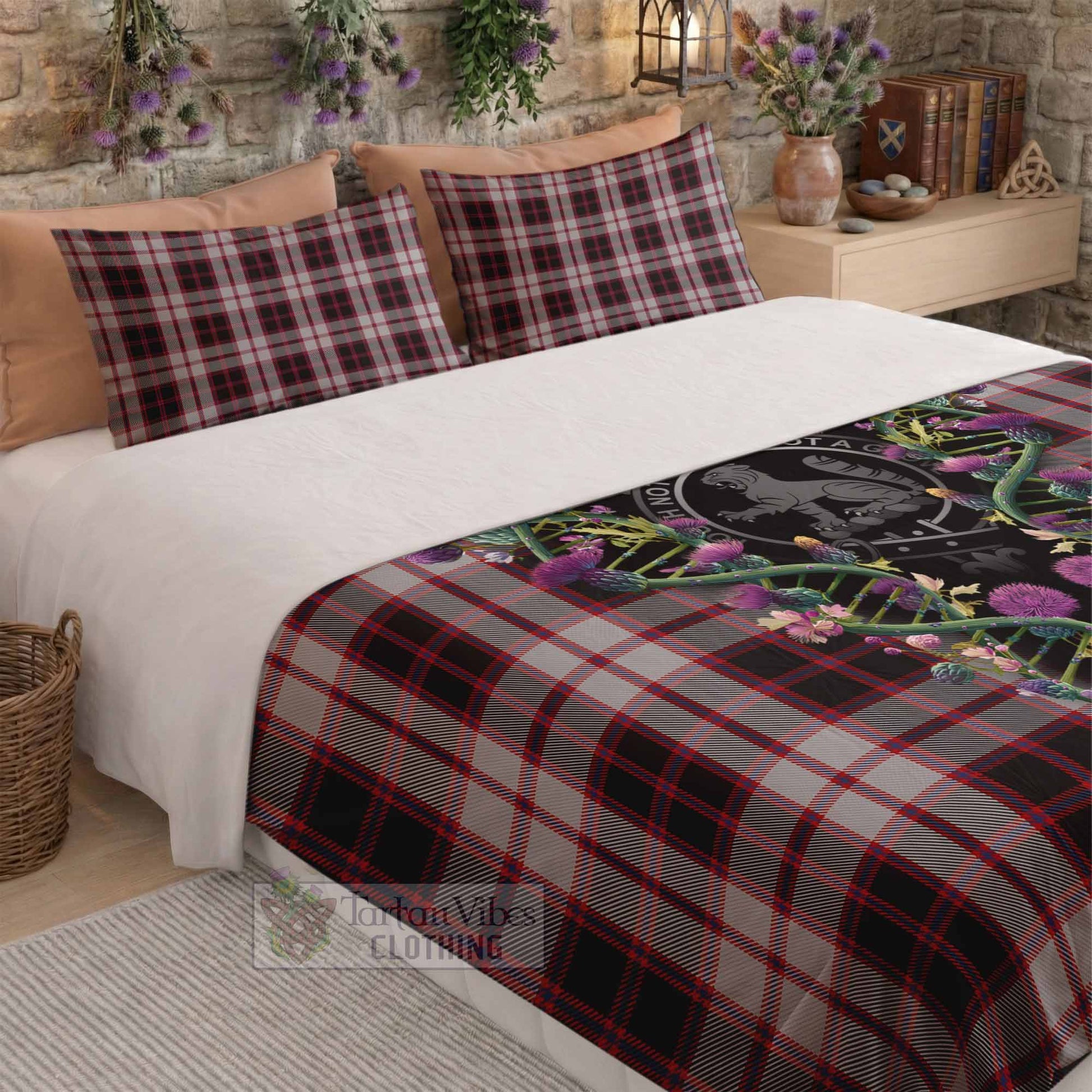 MacPherson (McPherson) Tartan Crest Bedding Set Scottish Heritage Thistle DNA