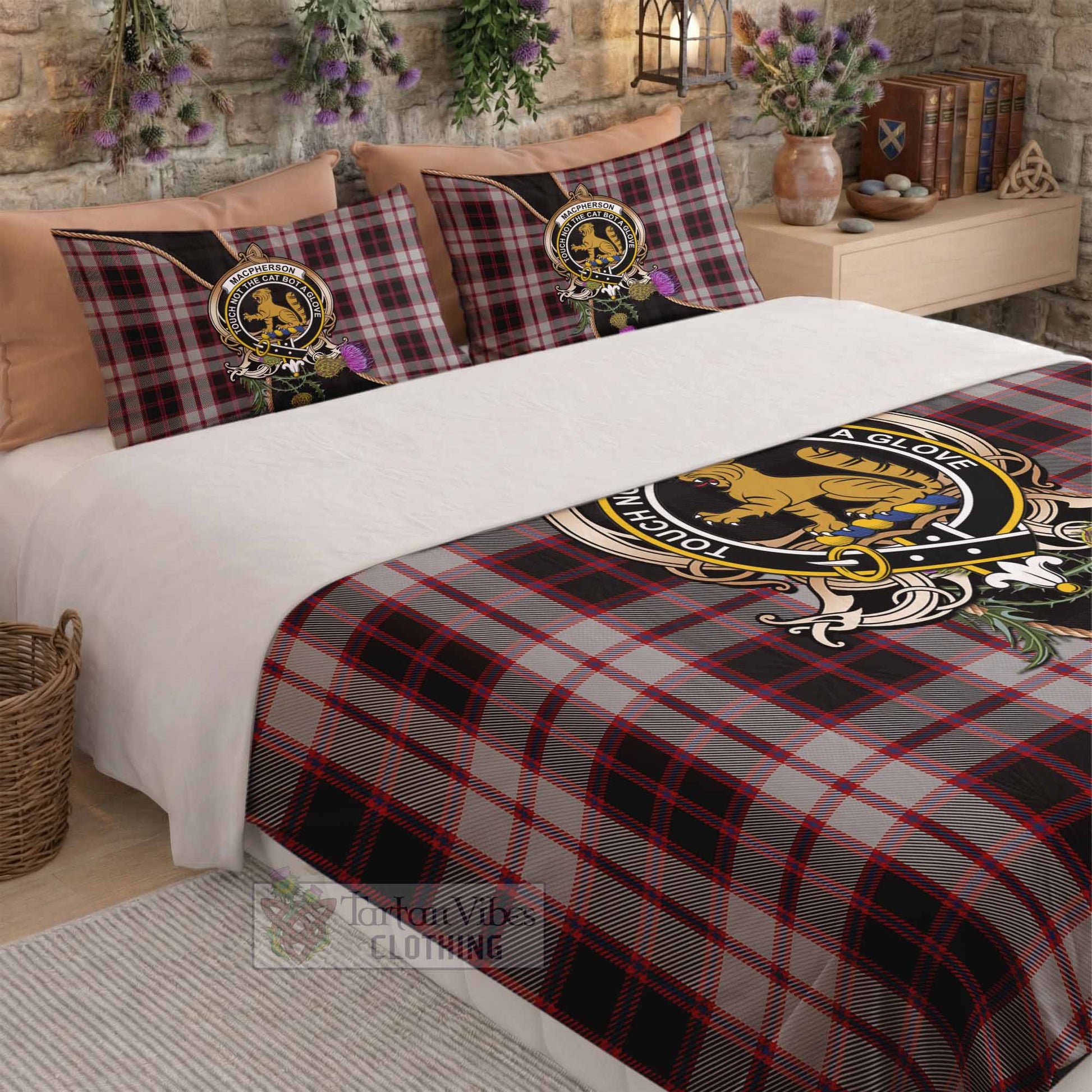 MacPherson (McPherson) Tartan Crest Bedding Set Scottish Thistle Spirit - Tartan Vibes Clothing