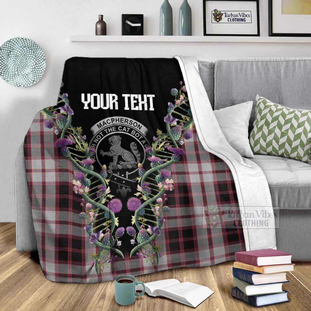 MacPherson (McPherson) Tartan Crest Blanket Scottish Heritage Thistle DNA