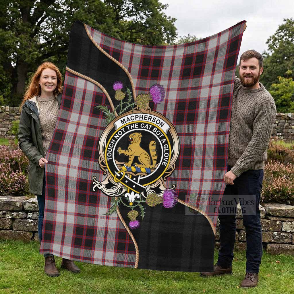 MacPherson (McPherson) Tartan Crest Blanket Scottish Thistle Spirit - Tartan Vibes Clothing
