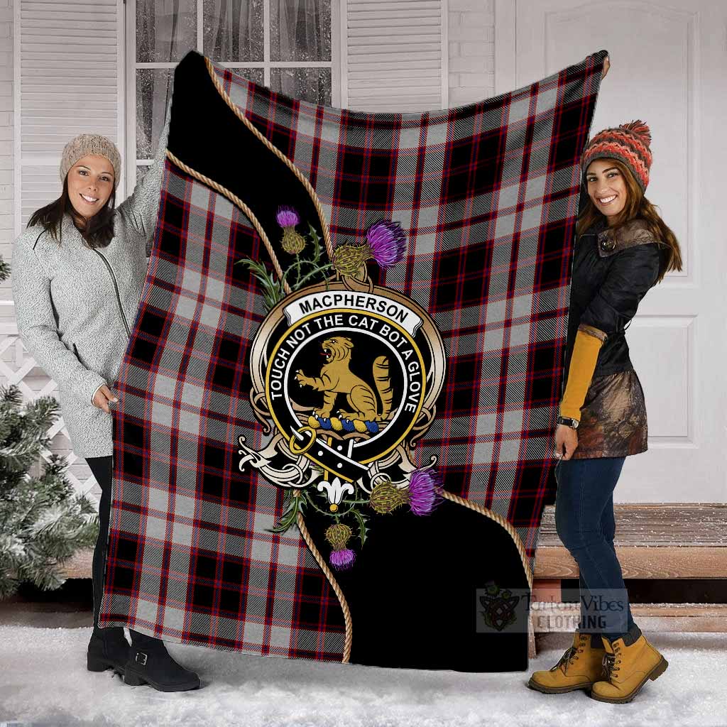 MacPherson (McPherson) Tartan Crest Blanket Scottish Thistle Spirit - Tartan Vibes Clothing