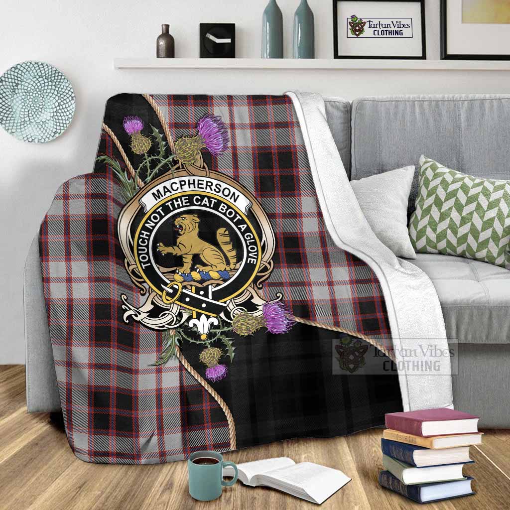MacPherson (McPherson) Tartan Crest Blanket Scottish Thistle Spirit - Tartan Vibes Clothing