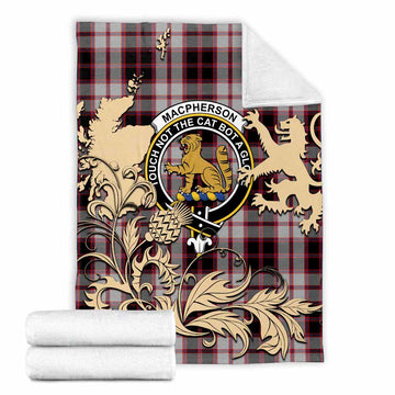 MacPherson (McPherson) Tartan Crest Blanket with Scottish Iconic Symbols X-Large 59 x 79 inches 150 x 200 cm - Tartan Vibes Clothing