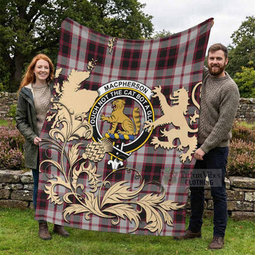 MacPherson (McPherson) Tartan Crest Blanket with Scottish Iconic Symbols - Tartan Vibes Clothing