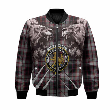 MacPherson (McPherson) Tartan Crest Bomber Jacket Ferocious Lion Style