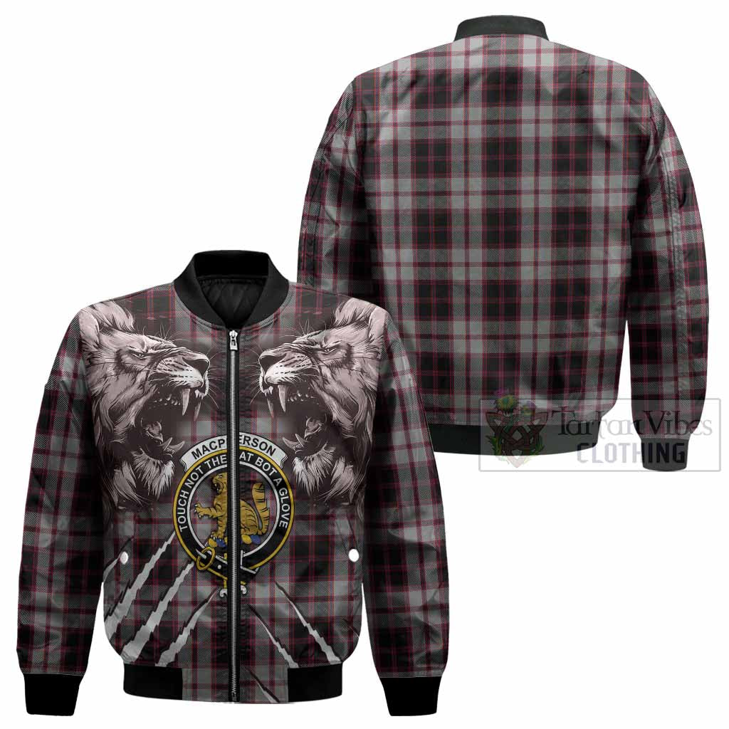 MacPherson (McPherson) Tartan Crest Bomber Jacket Ferocious Lion Style - Tartan Vibes Clothing