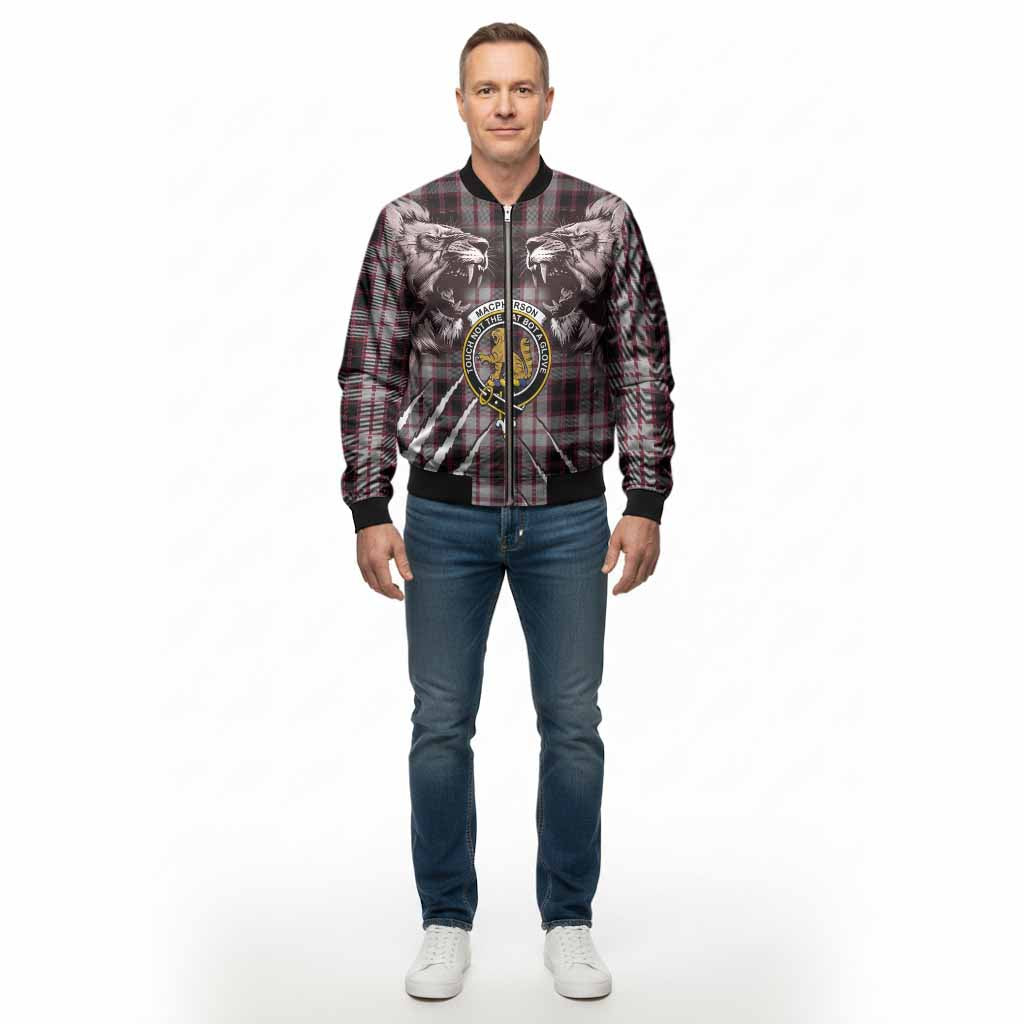 MacPherson (McPherson) Tartan Crest Bomber Jacket Ferocious Lion Style - Tartan Vibes Clothing