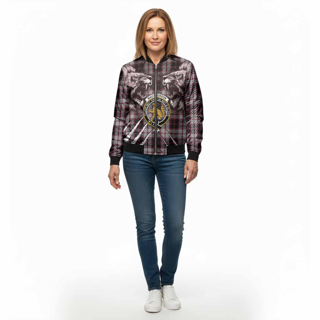 MacPherson (McPherson) Tartan Crest Bomber Jacket Ferocious Lion Style - Tartan Vibes Clothing