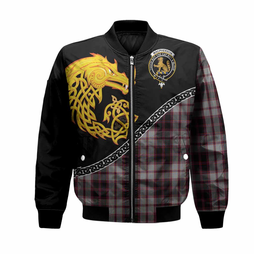 MacPherson (McPherson) Tartan Crest Bomber Jacket Legendary Dragon Knot Half Style Unisex Black - Tartan Vibes Clothing