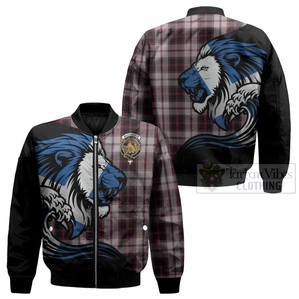 MacPherson (McPherson) Tartan Crest Bomber Jacket Scottish Golden Lions Wave Flow - Tartan Vibes Clothing