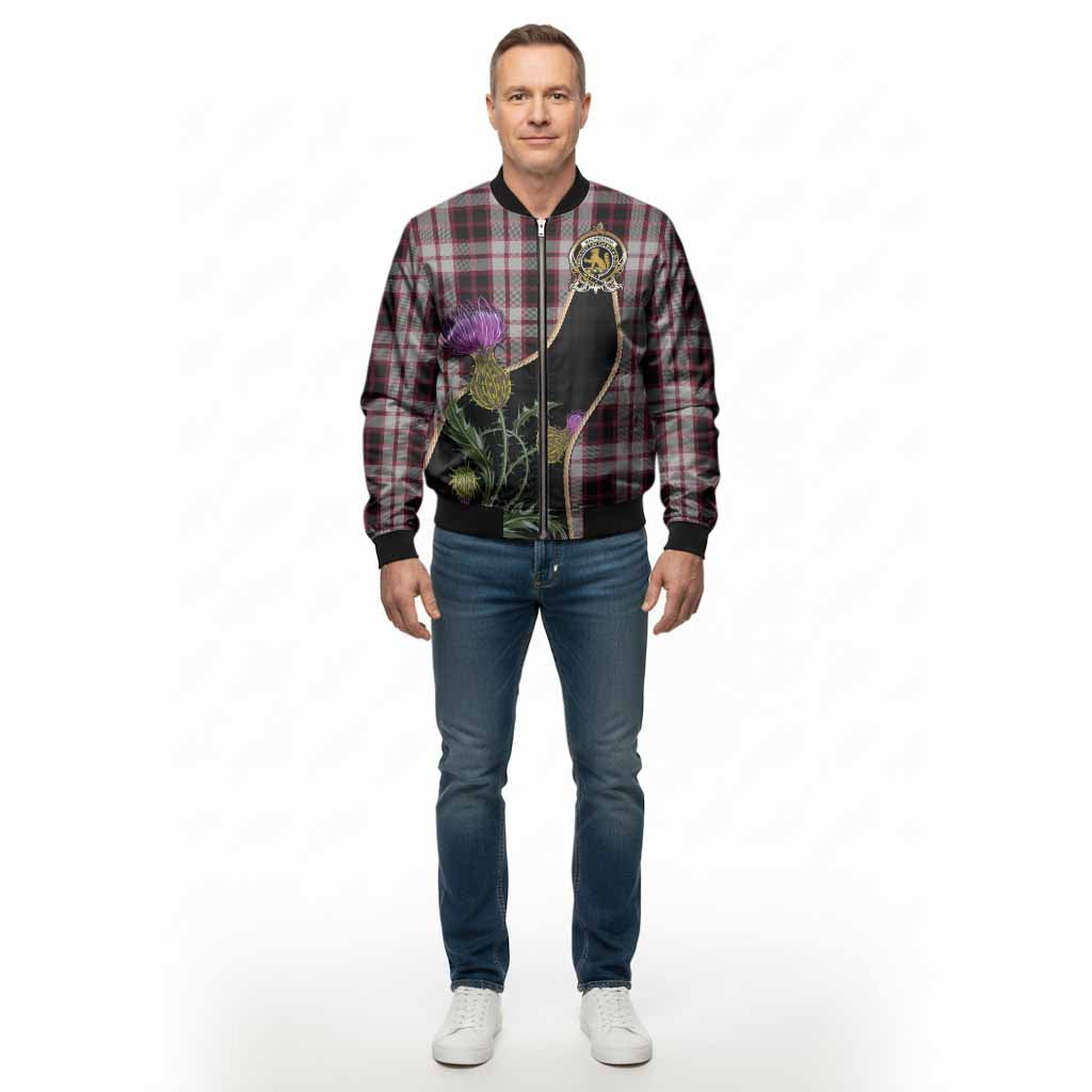 MacPherson (McPherson) Tartan Crest Bomber Jacket Scottish Thistle Spirit