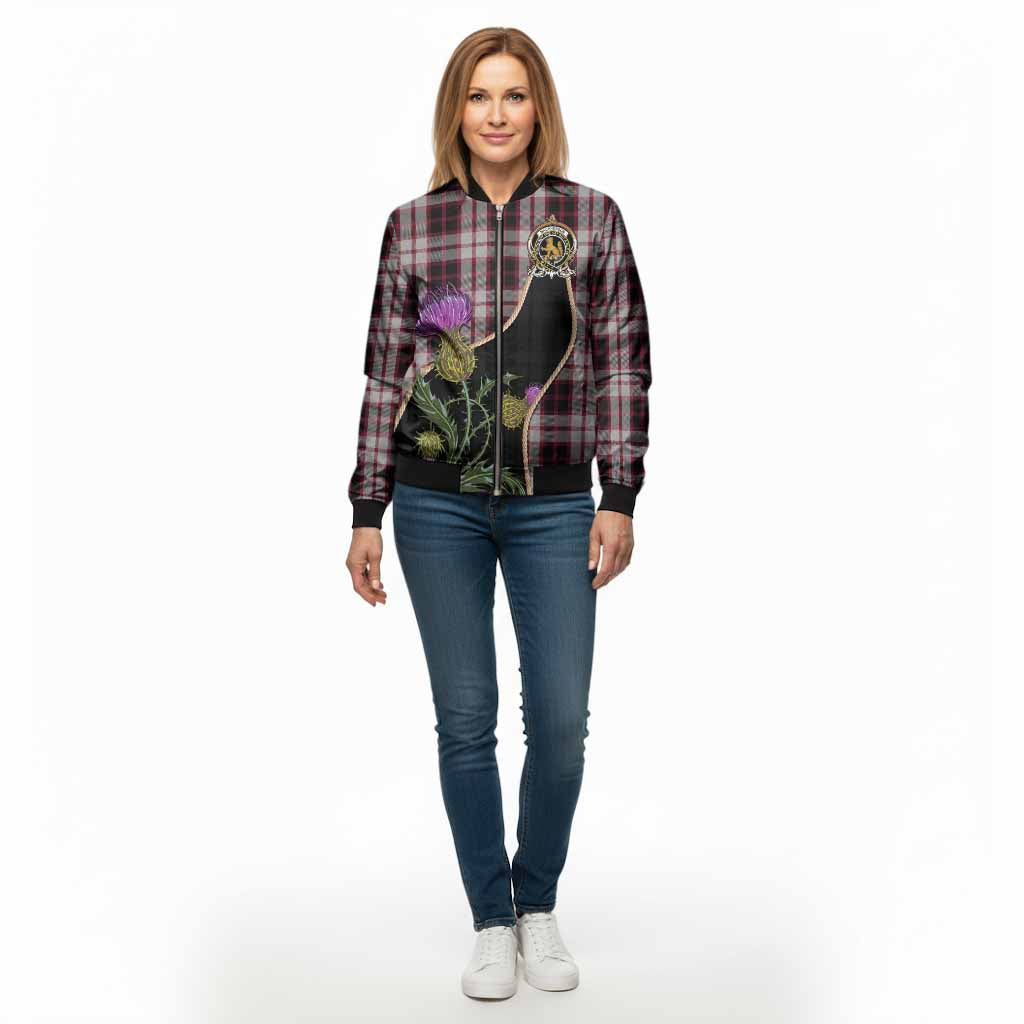 MacPherson (McPherson) Tartan Crest Bomber Jacket Scottish Thistle Spirit