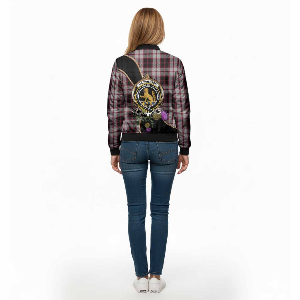 MacPherson (McPherson) Tartan Crest Bomber Jacket Scottish Thistle Spirit