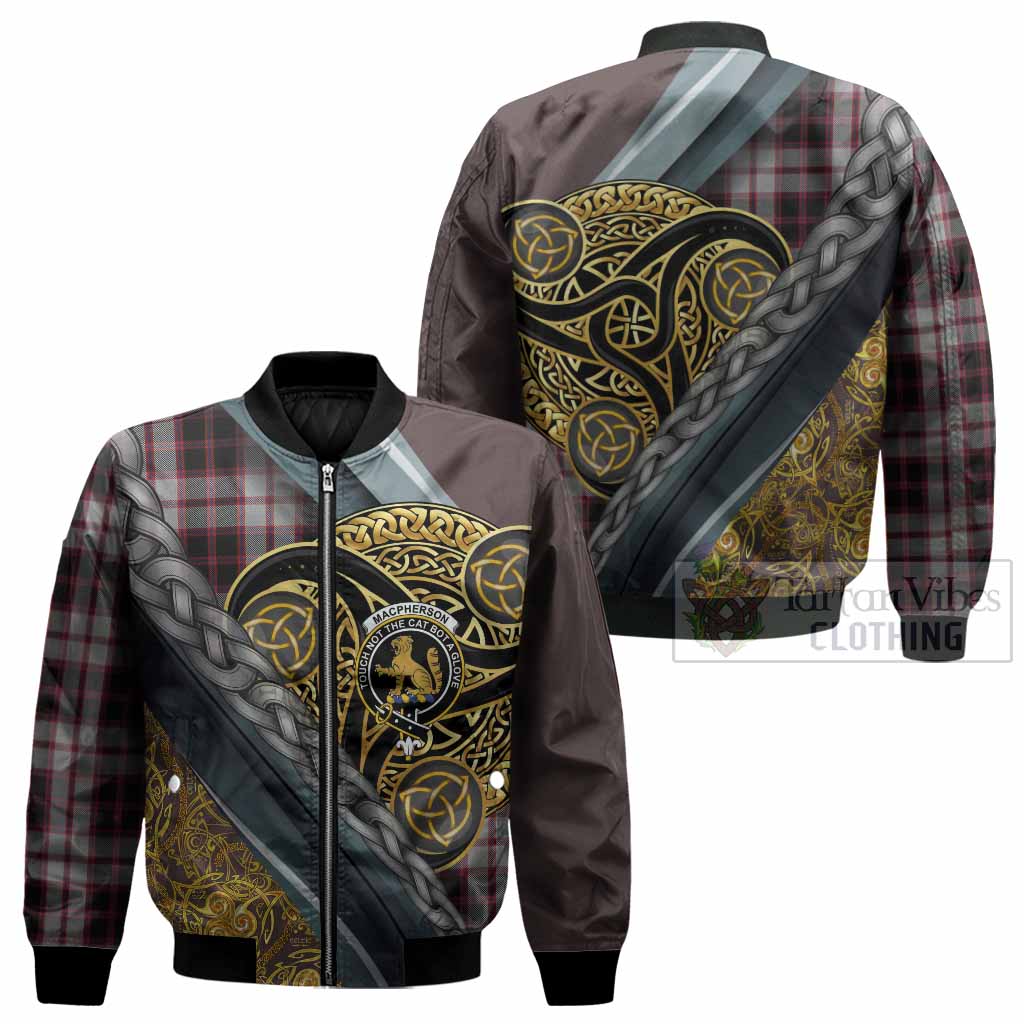 MacPherson (McPherson) Tartan Crest Bomber Jacket Scottish Triskele Celtic - Tartan Vibes Clothing