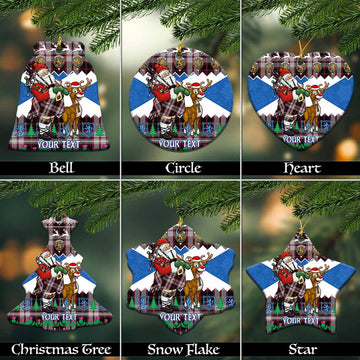 MacPherson (McPherson) Tartan Crest Christmas Ceramic Ornament Scotland Santa With Bagpipes Cute Reindeer