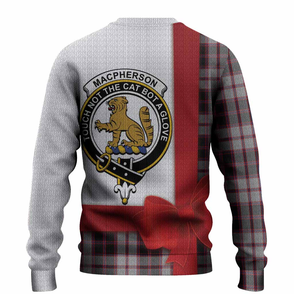 MacPherson (McPherson) Tartan Crest Christmas Christmas Ugly Sweater Highland Cow Bagpipes Coquette Bow Style
