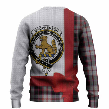 MacPherson (McPherson) Tartan Crest Christmas Christmas Ugly Sweater Highland Cow Bagpipes Coquette Bow Style