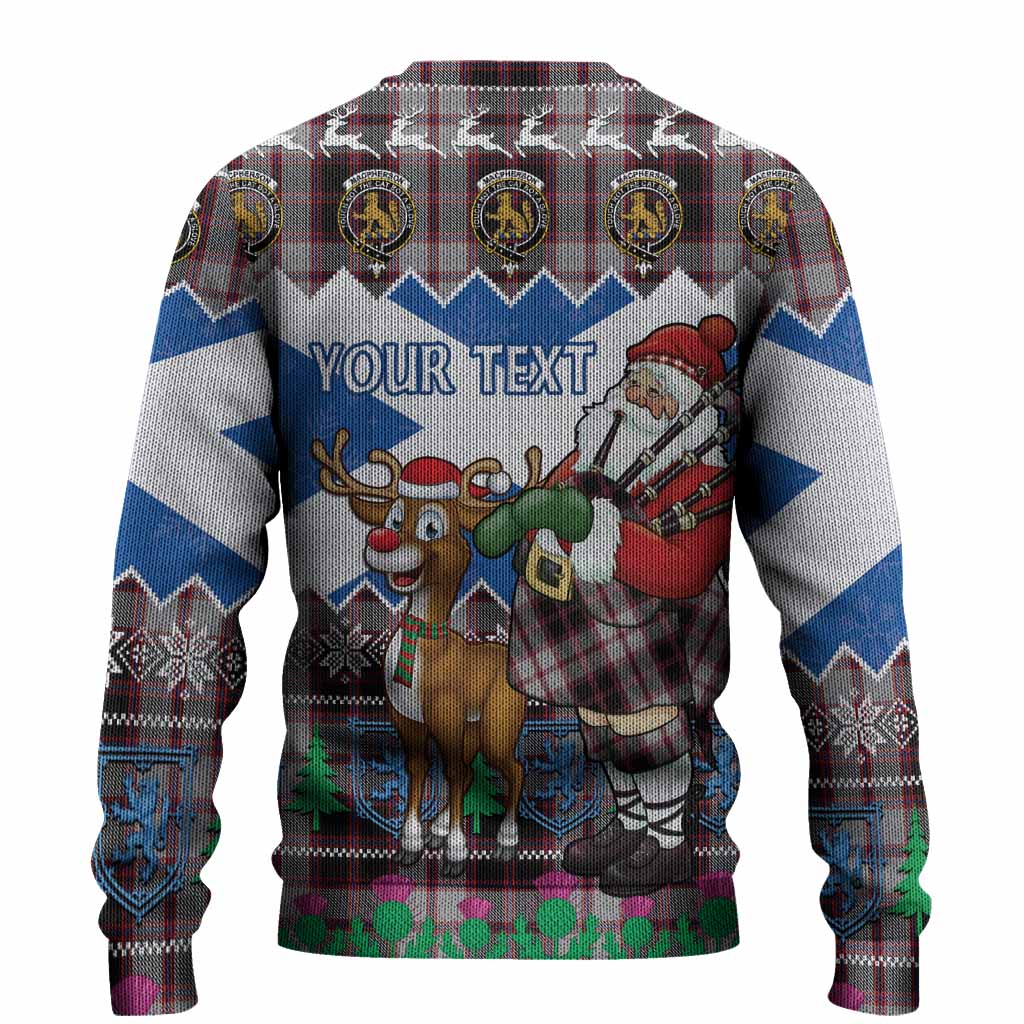 MacPherson (McPherson) Tartan Crest Christmas Christmas Ugly Sweater Scotland Santa With Bagpipes Cute Reindeer