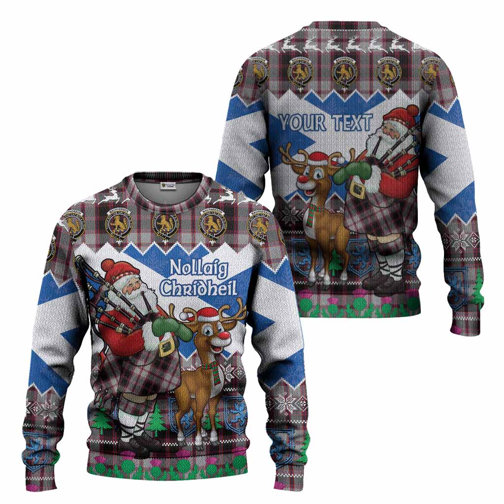 MacPherson (McPherson) Tartan Crest Christmas Christmas Ugly Sweater Scotland Santa With Bagpipes Cute Reindeer