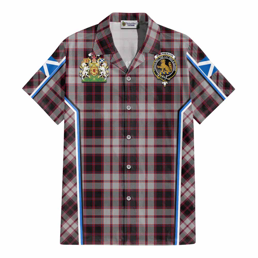 MacPherson (McPherson) Tartan Crest Cotton Hawaiian Shirt Scotland Coat of Arm Flag Style - Tartan Vibes Clothing