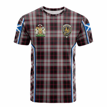 MacPherson (McPherson) Tartan Crest Cotton T-shirt Scotland Coat of Arm Flag Style