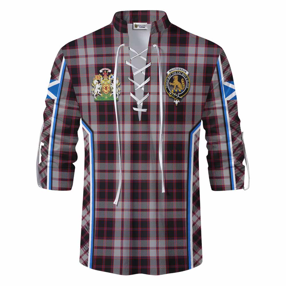 MacPherson (McPherson) Tartan Crest Ghillie Kilt Shirt Scotland Coat of Arm Flag Style - Tartan Vibes Clothing