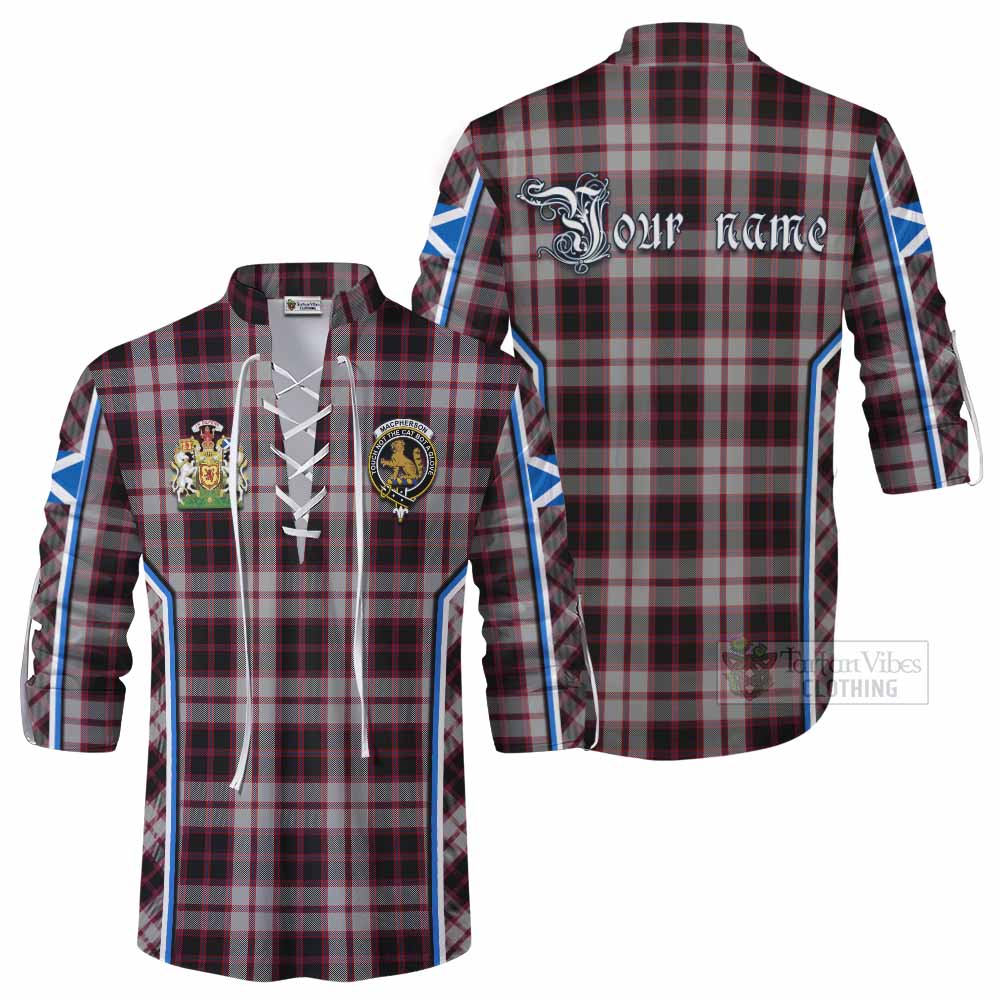 MacPherson (McPherson) Tartan Crest Ghillie Kilt Shirt Scotland Coat of Arm Flag Style - Tartan Vibes Clothing