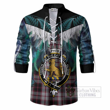 MacPherson (McPherson) Tartan Crest Ghillie Shirt New Zealand Maori Korowai Cloak