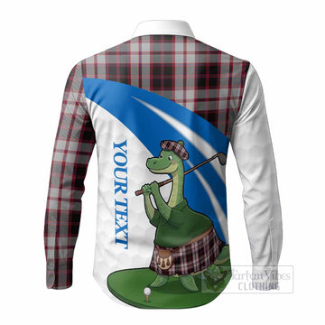 MacPherson (McPherson) Tartan Crest Golf Nessie Long Sleeve Button Shirts Loch Ness Monster Sporty Style