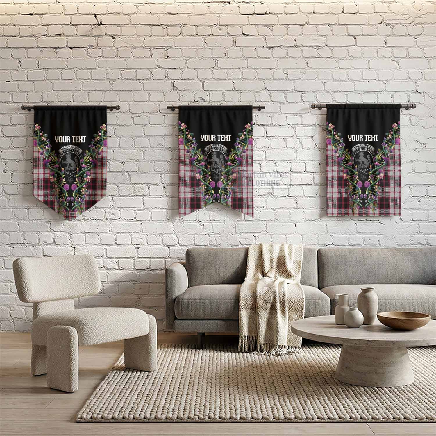 MacPherson (McPherson) Tartan Crest Gonfalon Scottish Heritage Thistle DNA