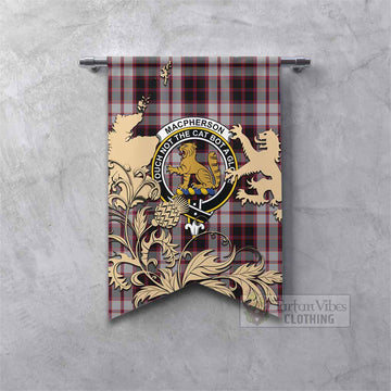 MacPherson (McPherson) Tartan Crest Gonfalon with Scottish Iconic Symbols 