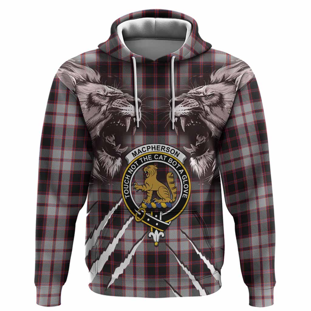 MacPherson (McPherson) Tartan Crest Hoodie Ferocious Lion Style