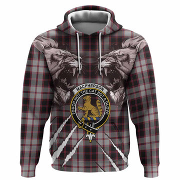 MacPherson (McPherson) Tartan Crest Hoodie Ferocious Lion Style