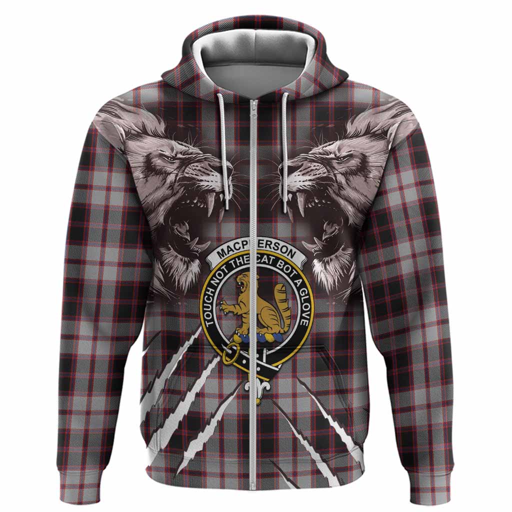 MacPherson (McPherson) Tartan Crest Hoodie Ferocious Lion Style