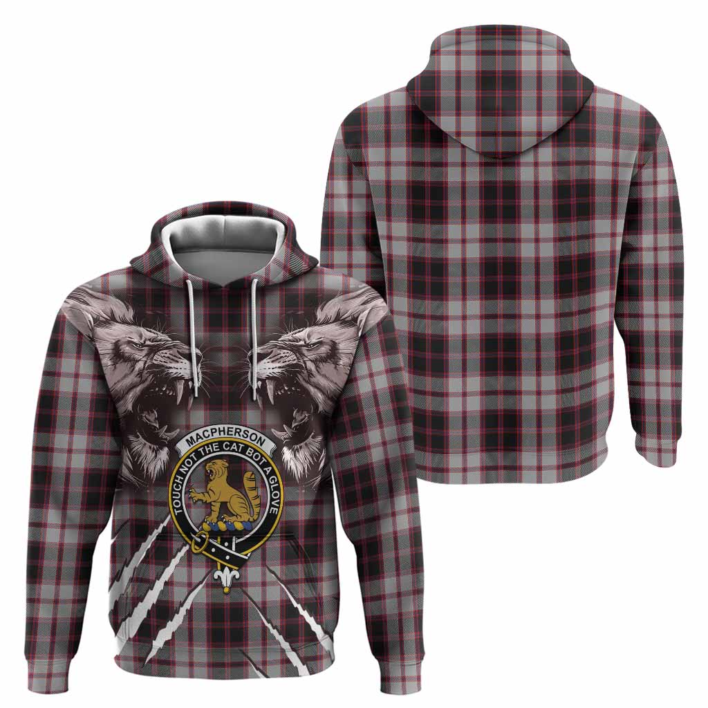 MacPherson (McPherson) Tartan Crest Hoodie Ferocious Lion Style