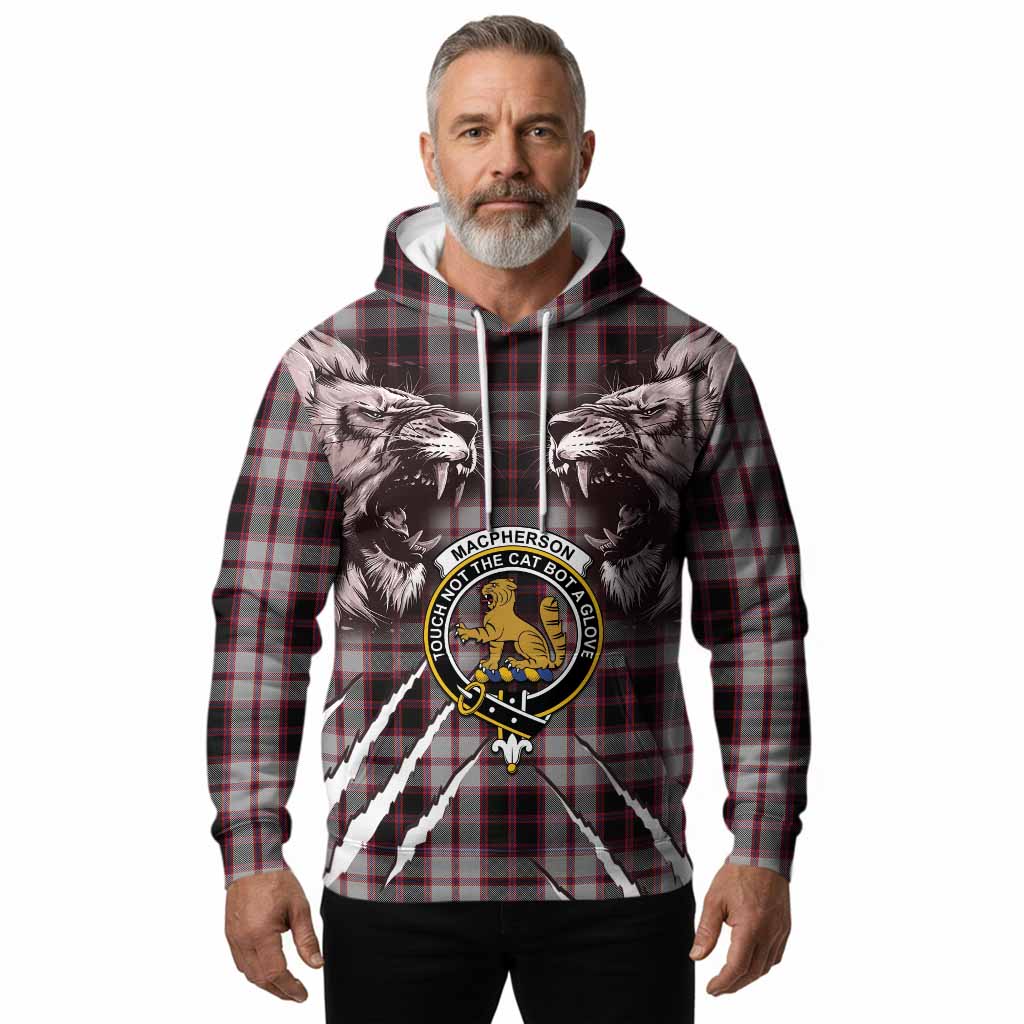 MacPherson (McPherson) Tartan Crest Hoodie Ferocious Lion Style