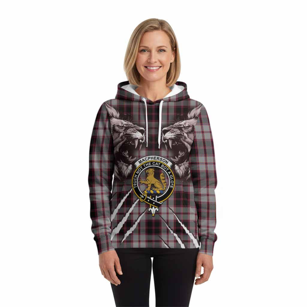 MacPherson (McPherson) Tartan Crest Hoodie Ferocious Lion Style