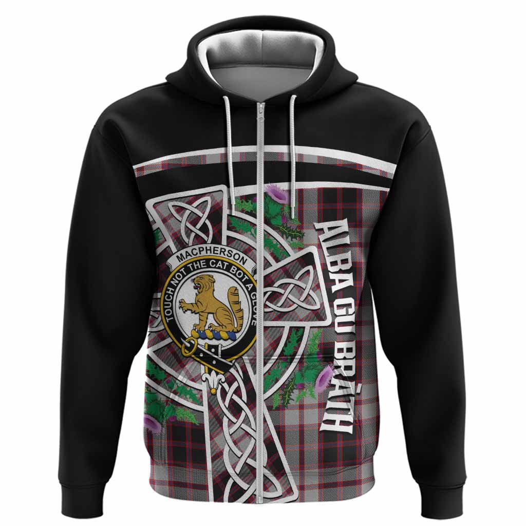 MacPherson (McPherson) Tartan Crest Hoodie Scottish Thistle Celtic Cross Alba Gu Brath