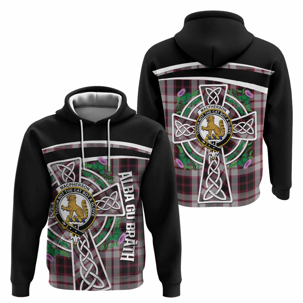 MacPherson (McPherson) Tartan Crest Hoodie Scottish Thistle Celtic Cross Alba Gu Brath