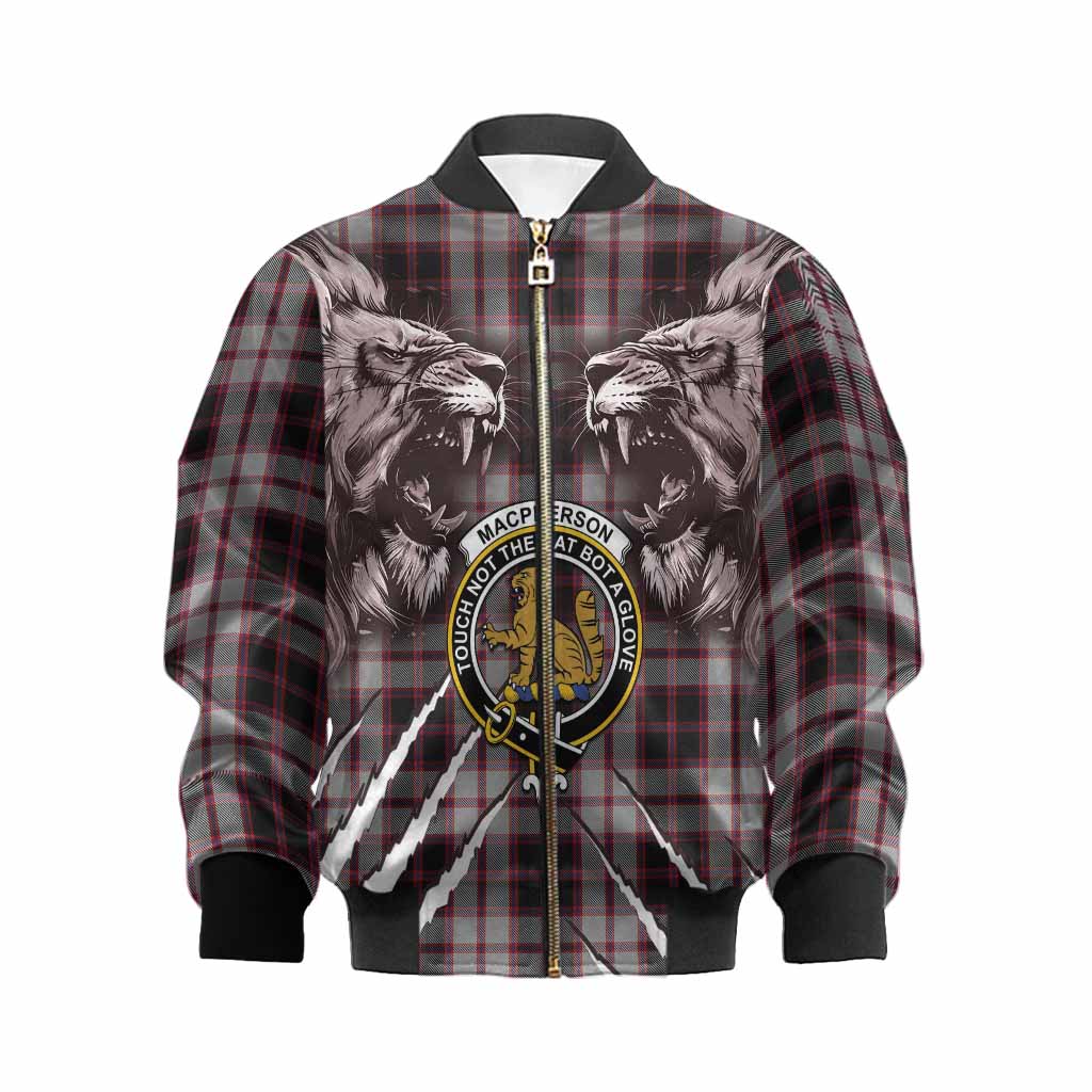 MacPherson (McPherson) Tartan Crest Kid Bomber Jacket Ferocious Lion Style Kid XS - Tartan Vibes Clothing