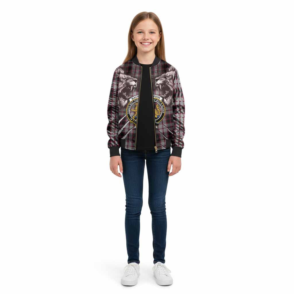 MacPherson (McPherson) Tartan Crest Kid Bomber Jacket Ferocious Lion Style - Tartan Vibes Clothing