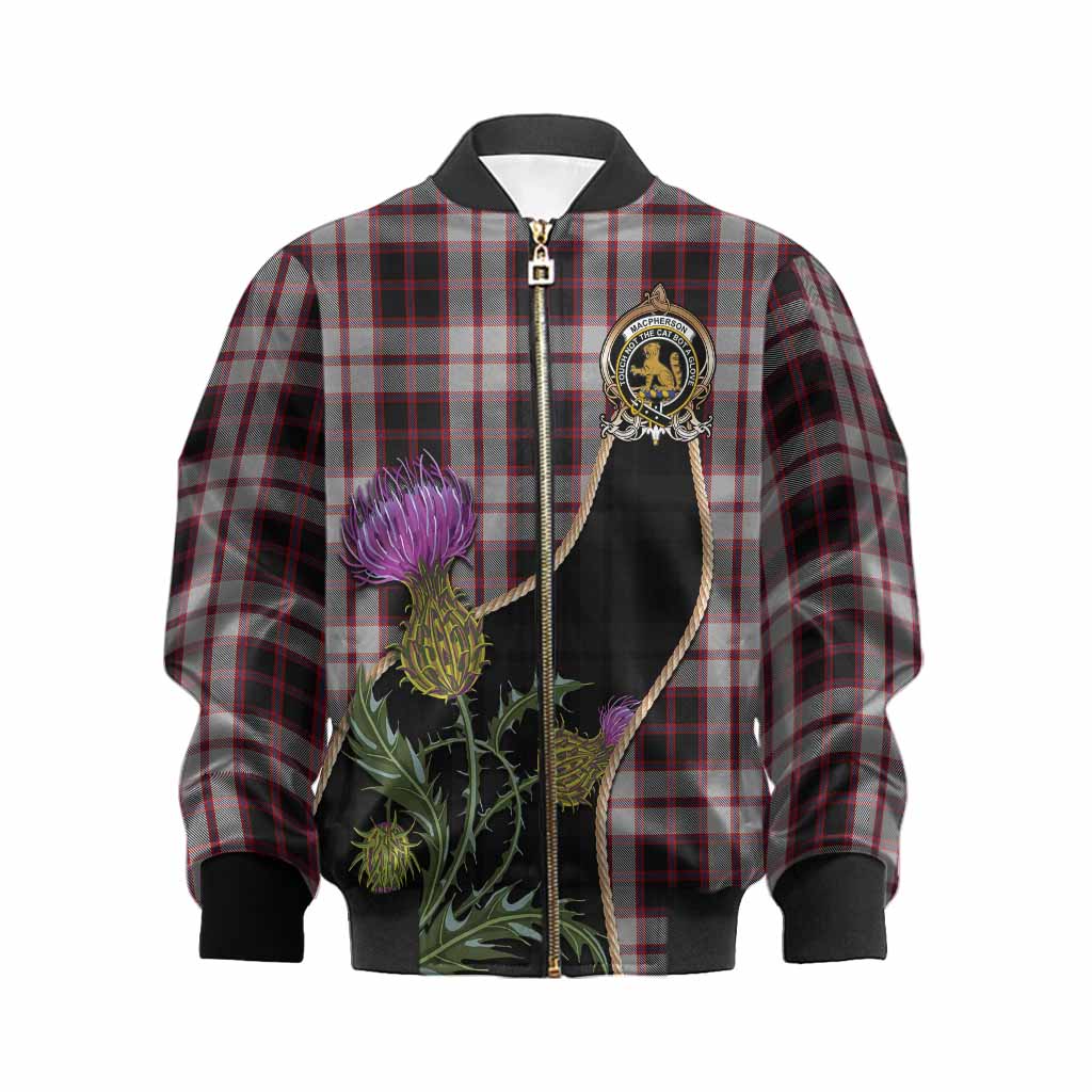 MacPherson (McPherson) Tartan Crest Kid Bomber Jacket Scottish Thistle Spirit Kid XS - Tartan Vibes Clothing