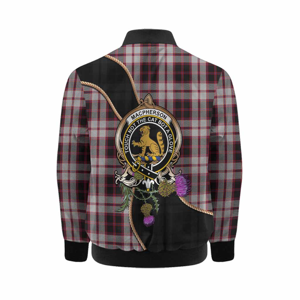 MacPherson (McPherson) Tartan Crest Kid Bomber Jacket Scottish Thistle Spirit Kid - Tartan Vibes Clothing