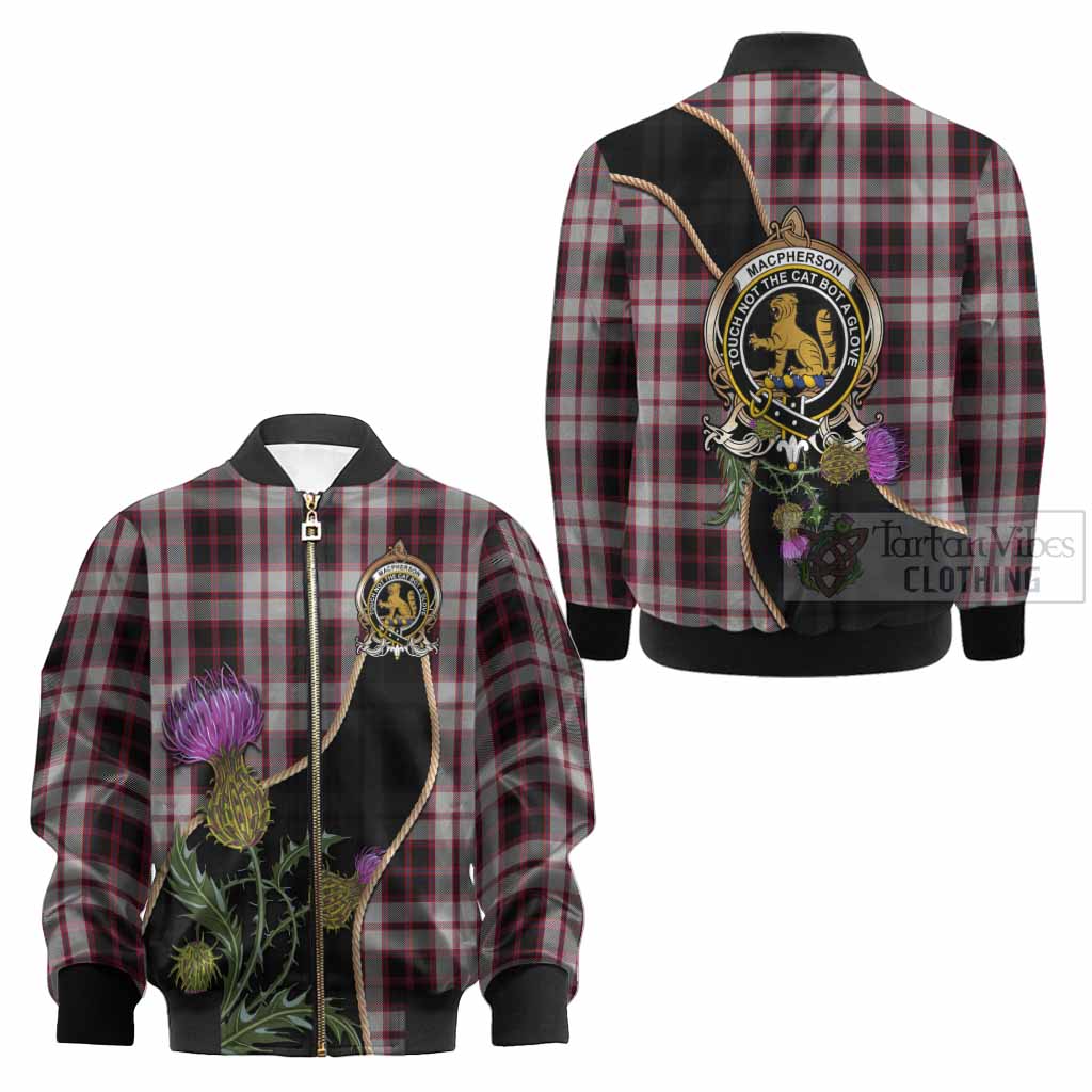 MacPherson (McPherson) Tartan Crest Kid Bomber Jacket Scottish Thistle Spirit - Tartan Vibes Clothing